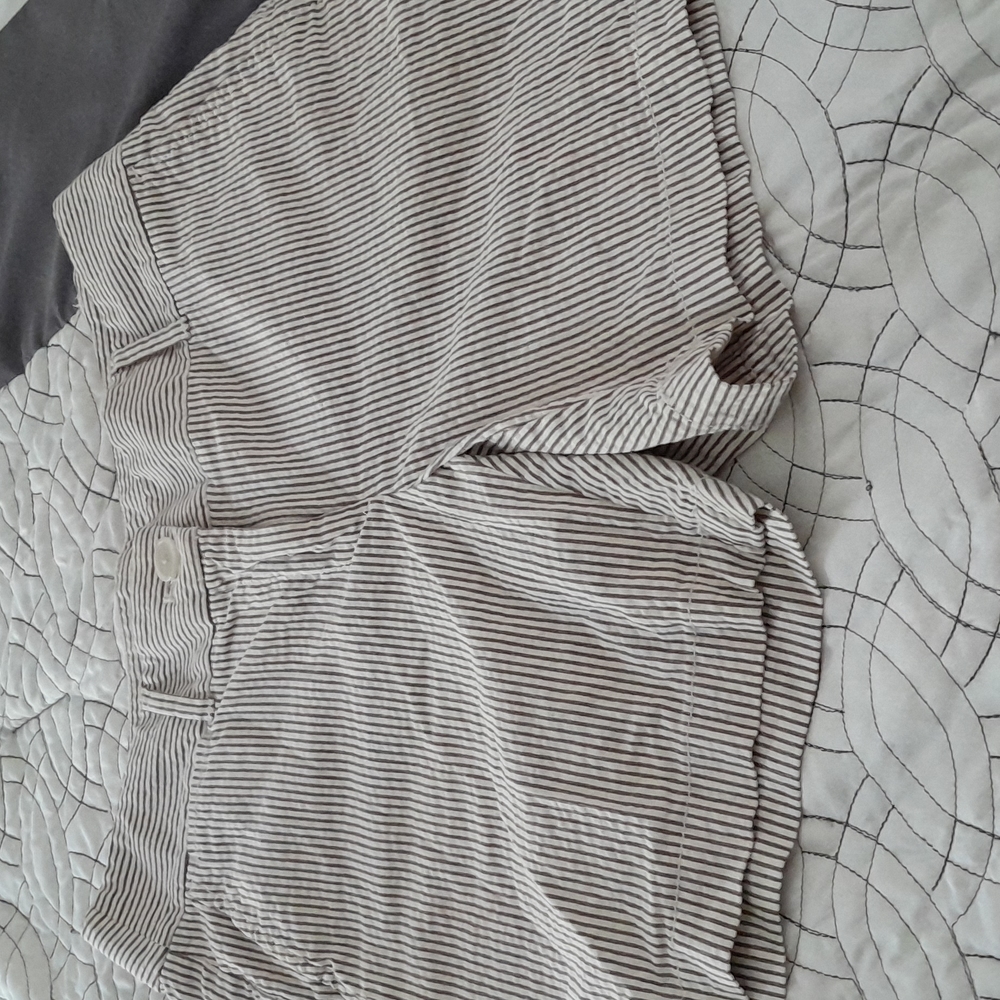 LOFT brown/white pinstripe shorts. Size 2.